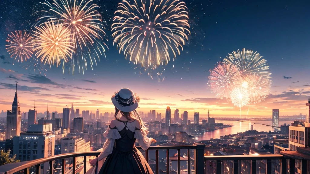 Scenery of fireworks in the sky