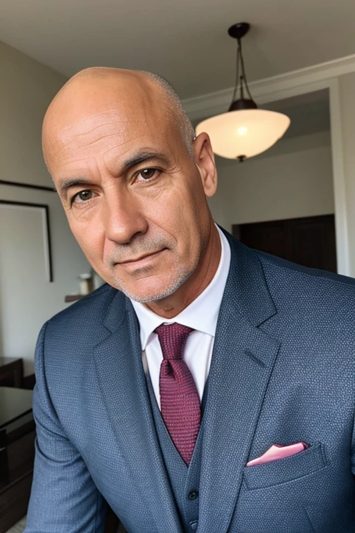 an 55 years old gentlemen in nice suit no hair