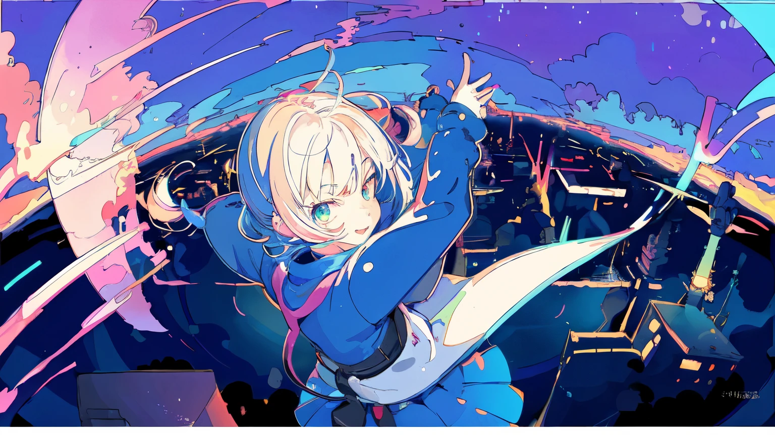 (zero), Highest quality,Pixiv, Fairytale Style, uniform, convenience store, From above, Beautiful Face, Your face is reflected, absorption, energy, bright, Night Light, Analog Color Theme, Lo-fi hip hop , retrospective, flat, 2.5D ,Line art, Digital ink drawing, Big incline, watercolor, Col Gouche, Studio Ghibli style, amazing colors, Out turn, Synthwave, Arte zero,90s Style,Old Texture, amplitude,90s vibe, Master Parts, A huge amount of skill, looking at the camera
