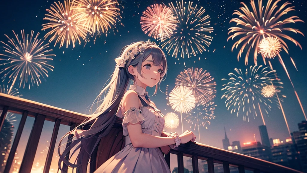 Only the scenery of fireworks in the sky