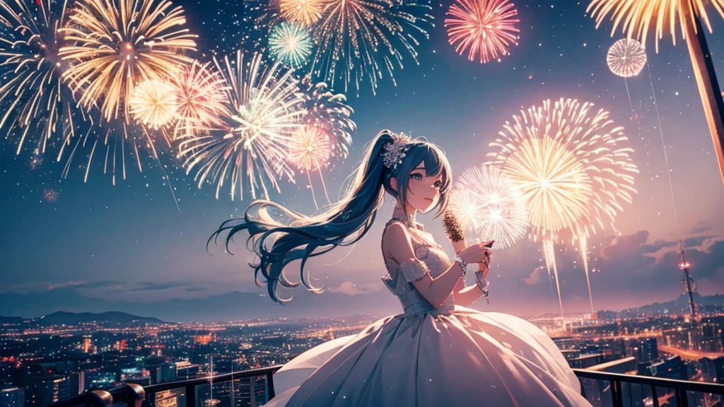 Only the scenery of fireworks in the sky