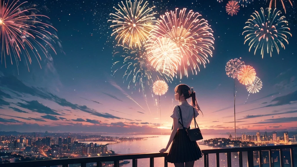 Only the scenery of fireworks in the sky