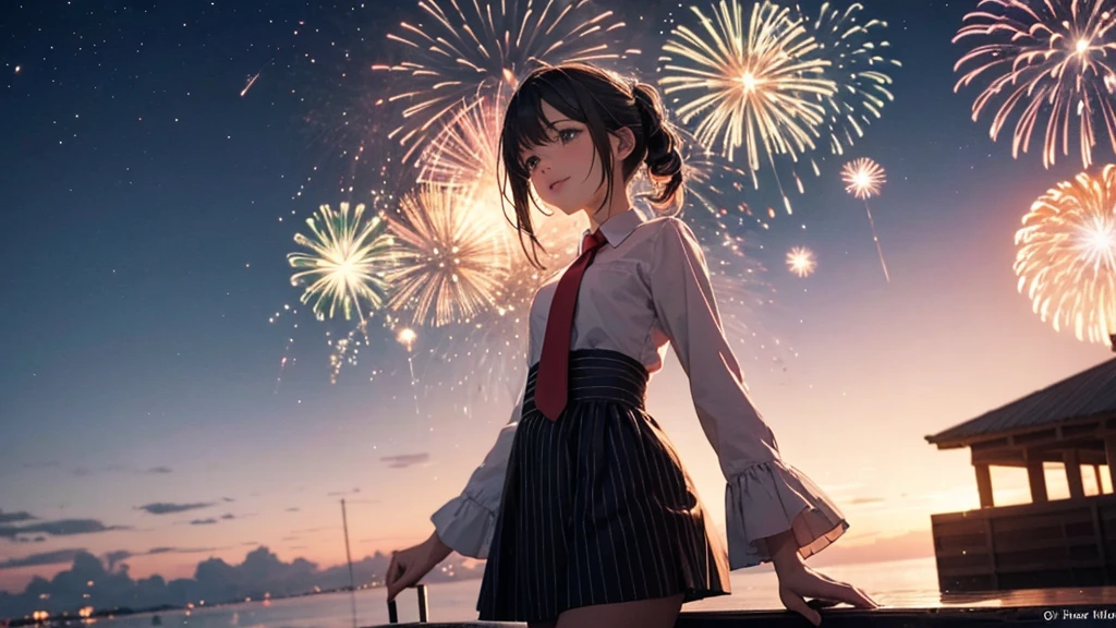 Only the scenery of fireworks in the sky