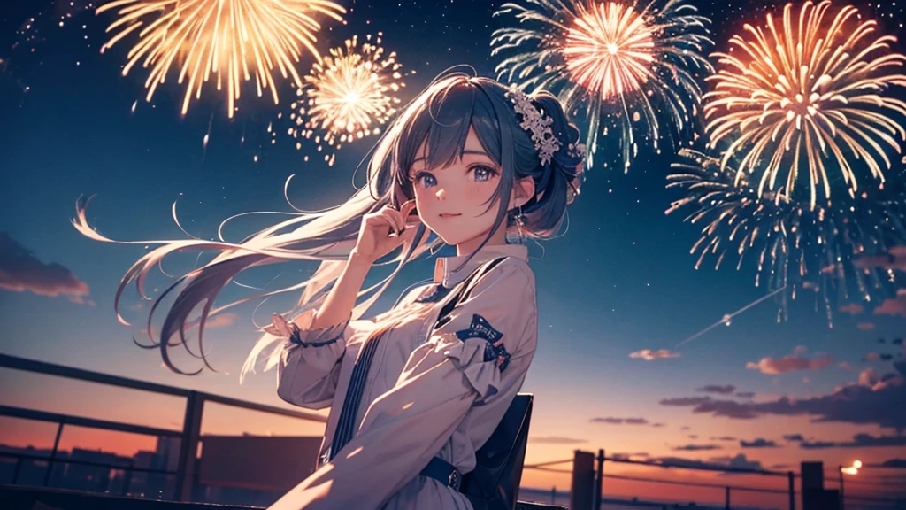 Only the scenery of fireworks in the sky