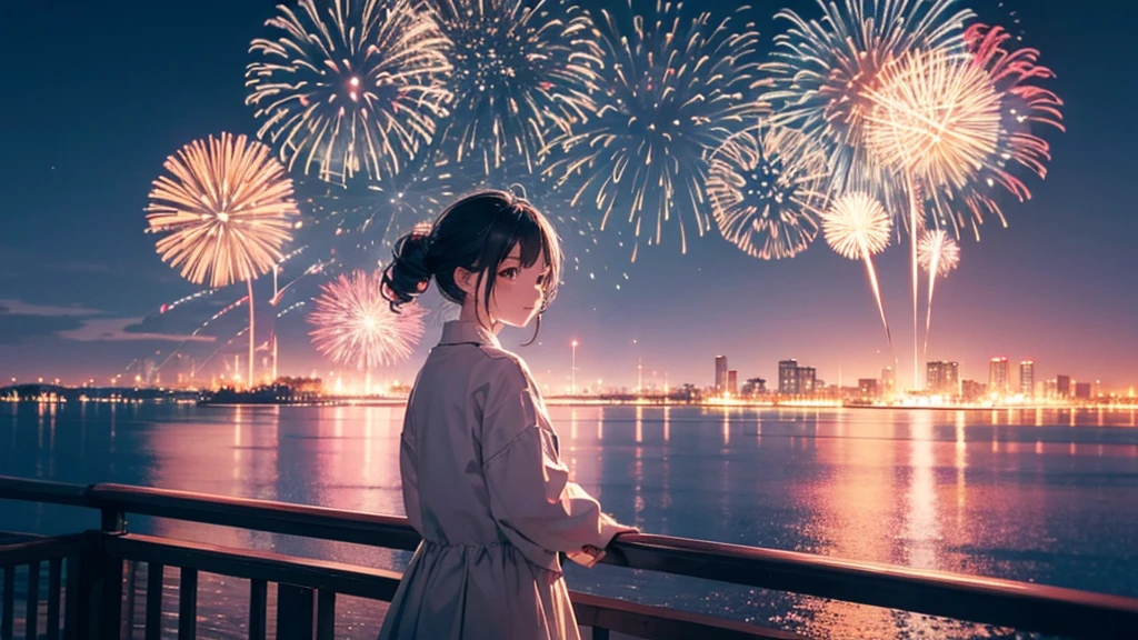 Scenery of fireworks in the empty sky