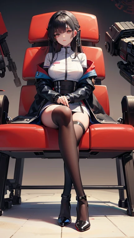 ((masterpiece)),(The best quality at its best),(Half Body),(Very sophisticated),(Highest quality),(8k),(Clean Lines),(Perfect Face,Perfect meat),(Official Art),Cyberpunk characters,Cyborg Girl,Droid,doll,Artificial Dollsil,short silky black hair,(Godless Students),(Simulate skin),Science and technology sense,Research Room,((Poor Milk)),Slim waist,Soldier, Cute way to sit,