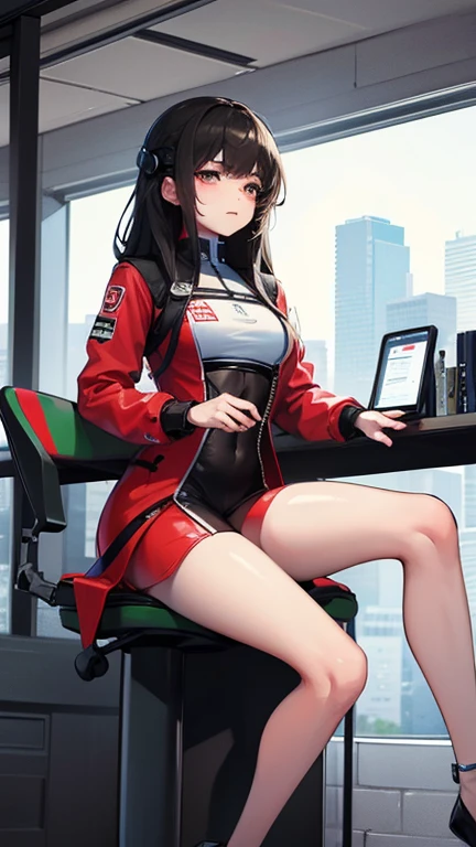 ((masterpiece))，(The best quality at its best)，(Half Body)，(Very sophisticated)，(Highest quality)，(8k)，(Clean Lines)，(Perfect Face，Perfect meat)，(Official Art)，Cyberpunk characters，Cyborg Girl，Droid，doll，Artificial Dollsil，short silky black hair，(Godless Students)，(Simulate skin)，Science and technology sense，Research Room，((Poor Milk))，Slim waist，Soldier, Cute way to sit,