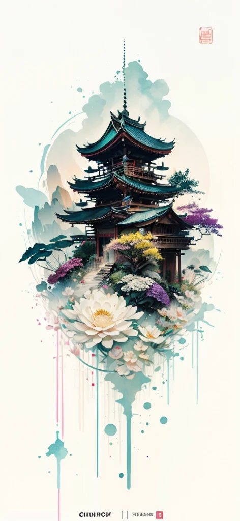 (Art by Numbers,Inks and washes:1.2),Nobody, Mountain々, wood, Rivers,Flowers,Lotus flower,Purple Flower,沢Mountainの花(Oriental elements, Chinese colors, Senior Color Matching), (3D sculpture,Rendering with Octane,Volumetric Light,Natural soft light,), (Very delicate:1.2, Losing focus:1.2, Very colorful, Cinema Lighting, Chiaroscuro,Ray Tracing), masterpiece, Super rich,Very detailed,8k, Zurrison_style_wonderful_wall