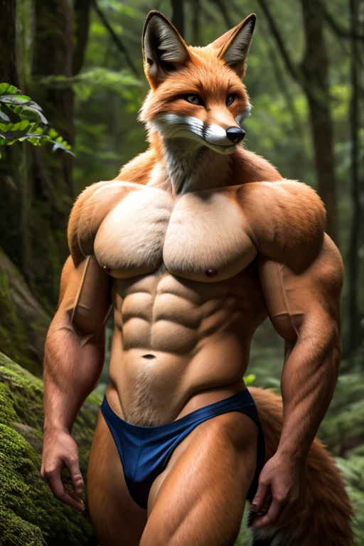Fox with natural muscular body