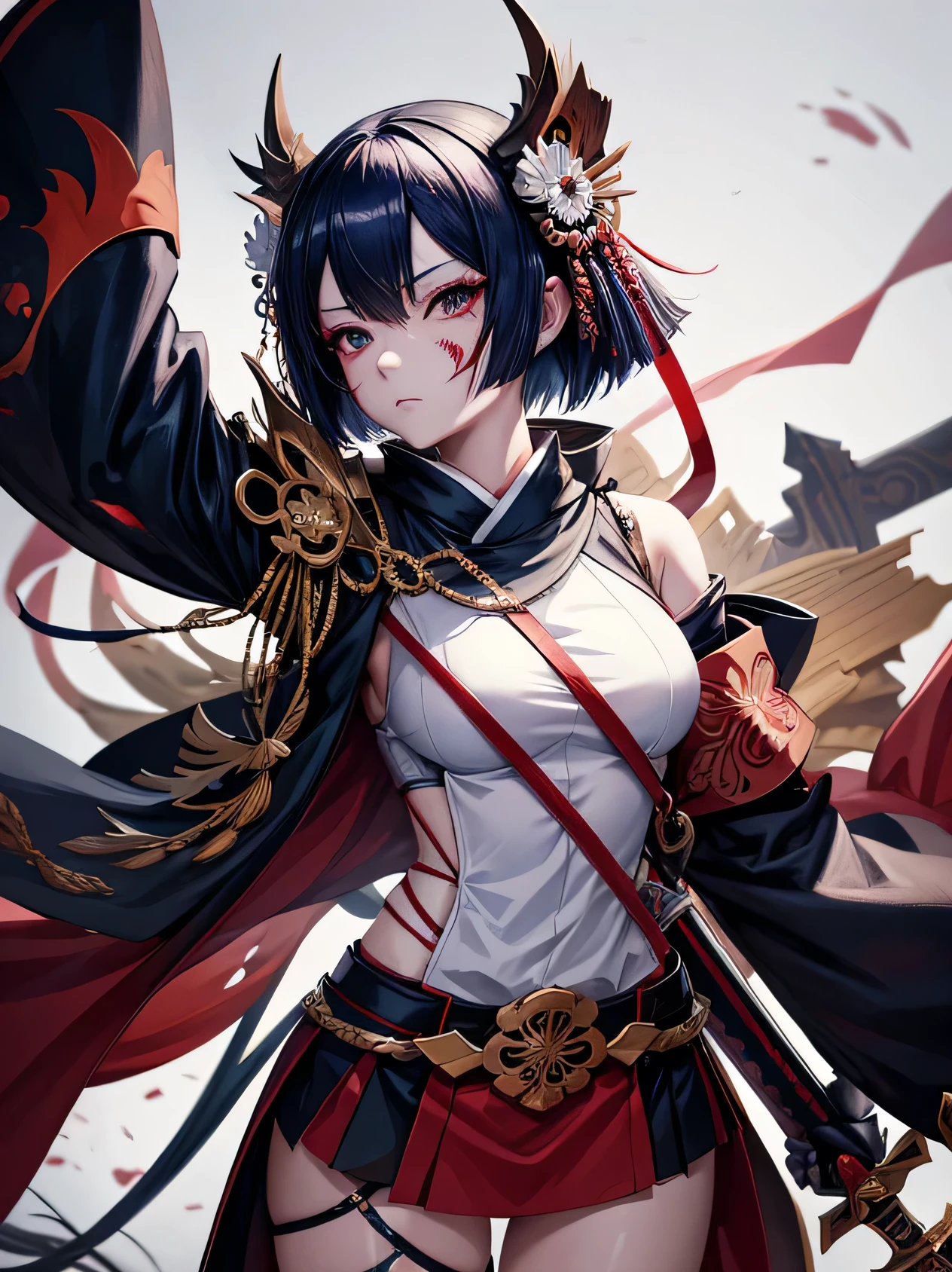 anime girl with sword and blood splattered on her face, onmyoji detailed art, onmyoji, demon anime girl, demon slayer artstyle, badass anime 8 k, mika kurai demon, onmyoji portrait, trending on artstation pixiv, by Shitao, demon slayer rui fanart, anime art wallpaper 8 k, from arknights