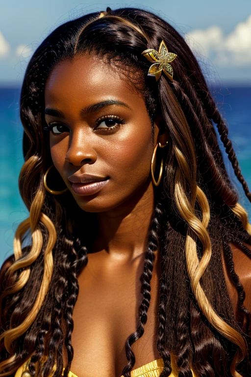 Carribbean woman beautiful face with locks