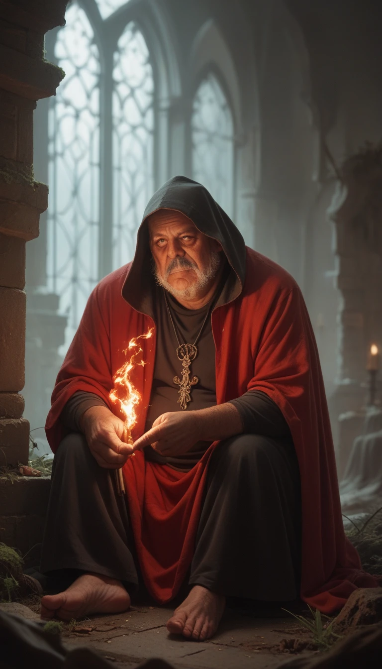 Create an image of an ugly witch sitting on a red flash drive