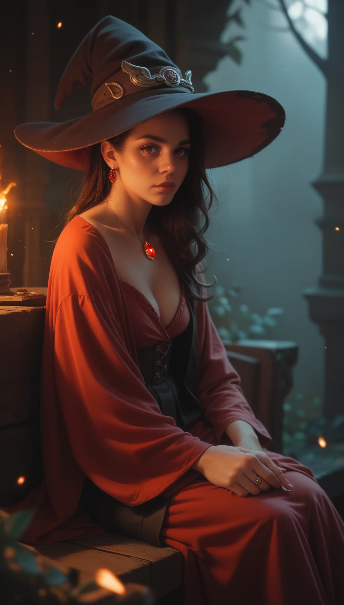 Create an image of an ugly witch sitting on a red flash drive