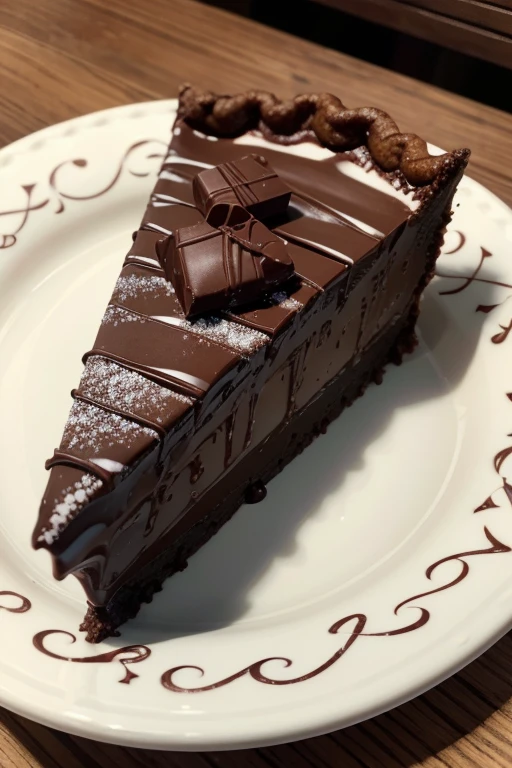 write REFFINATO on chocolate pie ,to record ,texto, stamp, chocolate ,Decoration , DUTCH CAKE,