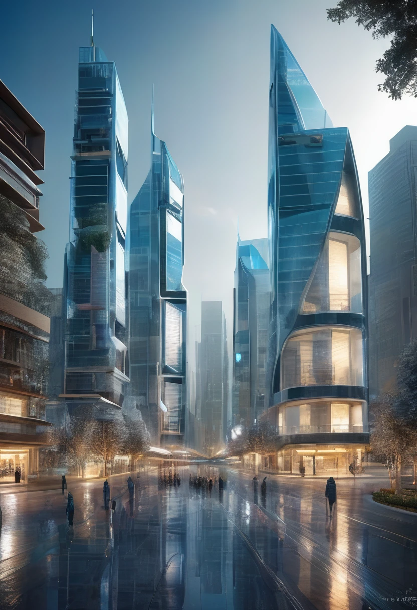 transparent future cityscape, shading effects, gradation magic effects, (ultra detailed, absolutely resolution, best quality:1.3), 2.5D, delicate and dynamic, artistic photography, hyper realistic, graphic CG digital art