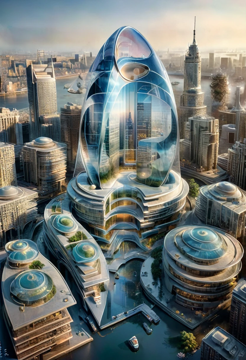 transparent future cityscape, shading effects, gradation magic effects, (ultra detailed, absolutely resolution, best quality:1.3), 2.5D, delicate and dynamic, artistic photography, hyper realistic, graphic CG digital art