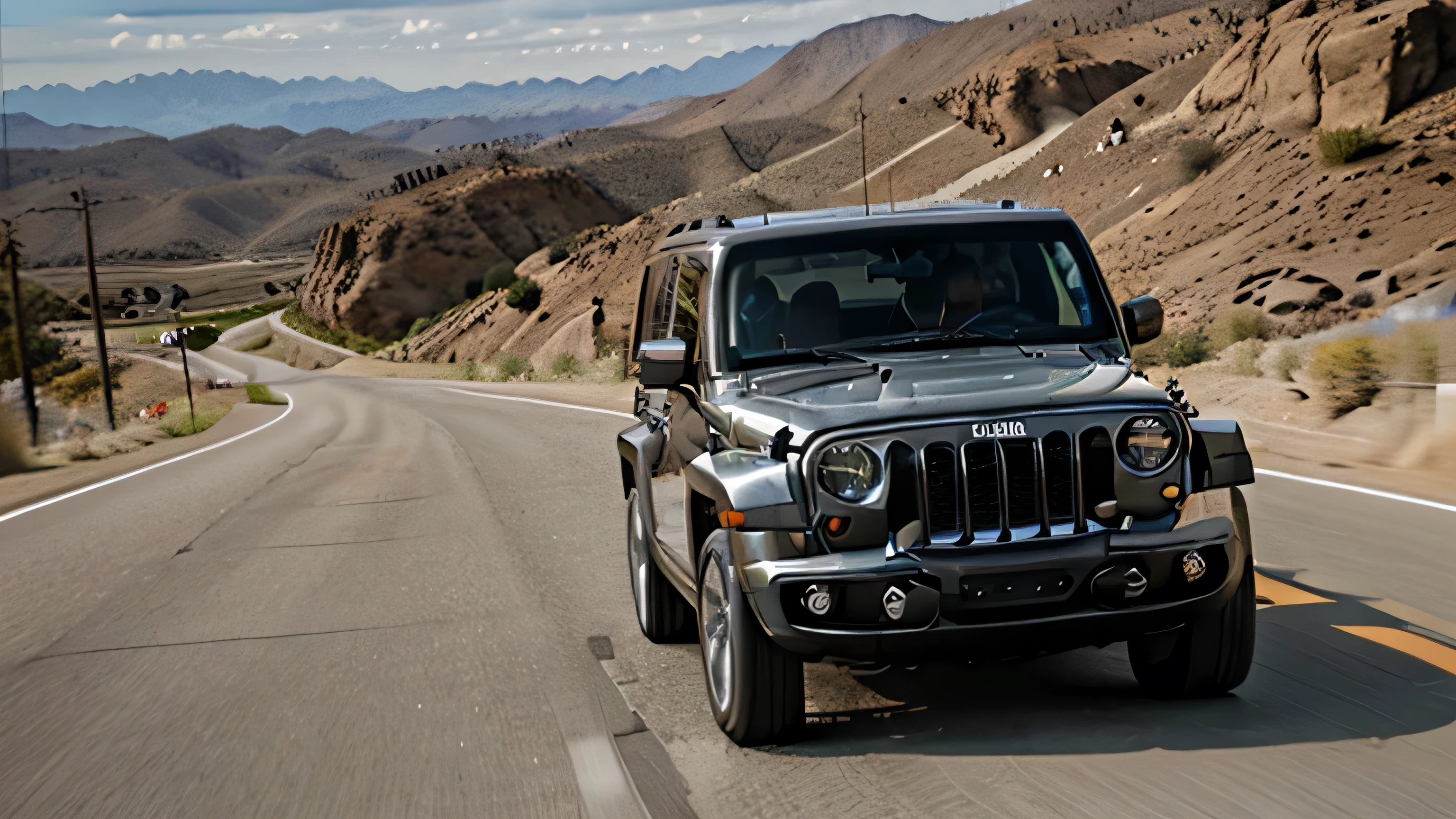 Jeep speeding on the road,,reality,Outstanding Photography,Large background