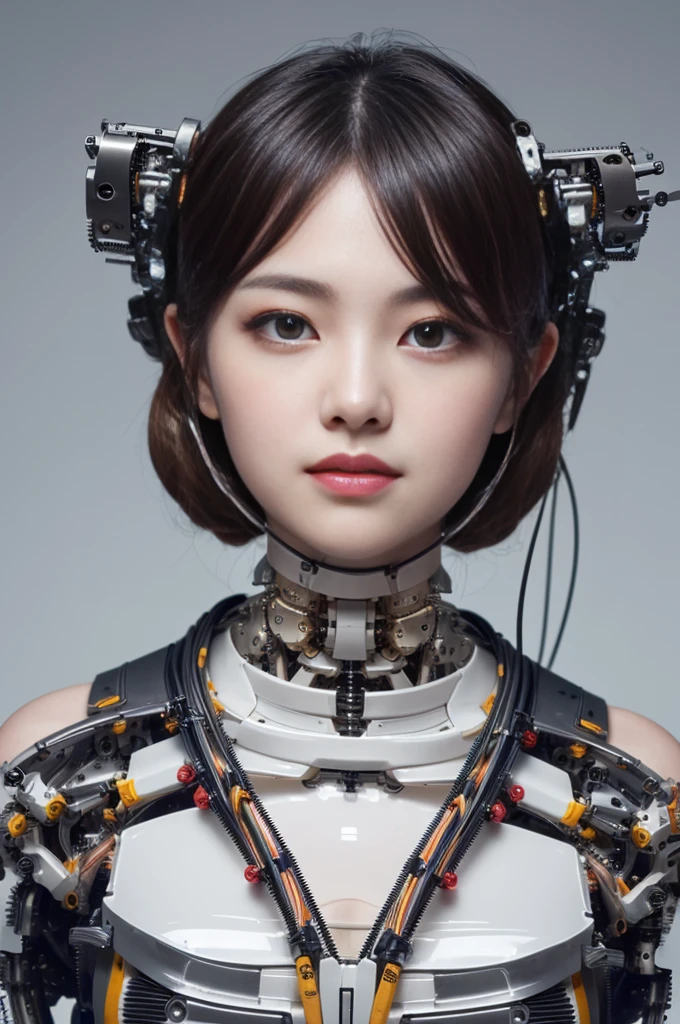 NSFW(((masutepiece))), (((Best Quality))), ((Ultra-detailed)), (extremely detailed photo), ((extremely delicate and beautiful)),(Cute delicate face),((Half of the face is a machine)),Cinematic Light,((one Mechanical Girl and expressionless:2)),Solo,Full body,(Machine-made jointachanical limbs)),((Sitting)),deadpan,(Many wires and cables to attach to the head and body:1.5),(Character Focus),Science fiction,(beautiful face and eye, double eyelid,delicate skin,slender body shape)