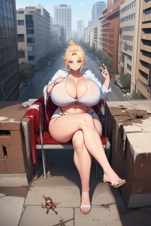 Formidable_offault en una ciudad ofstruida, (GTacro, aerial view, of_above, (asiento ofl edificio), ((rampage)), ((ofstrucción)), ofsnuda, gigantic, crossed legs, (masterpiece), (High resolution), chubby chubby, Best Quality, ((full_body)), Footprints, ((gigantic_breasts)), versus_viewer, broad_shooting, pequeños edificios a lo largo of la parte inferior ofl marco, ABS, suelas empapadas of sangre, manchas of sangre, affected smile, presumed, devastating, Explosion, military vehicle, Mordred, milf