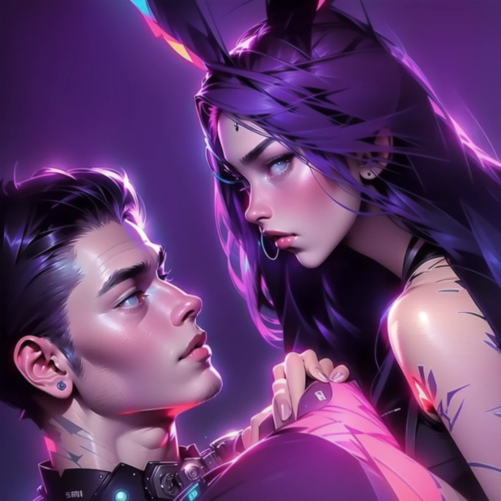 beautiful illustration, ultra-detailed, ((nijiv5)), detailed,neon, male man and woman, couple