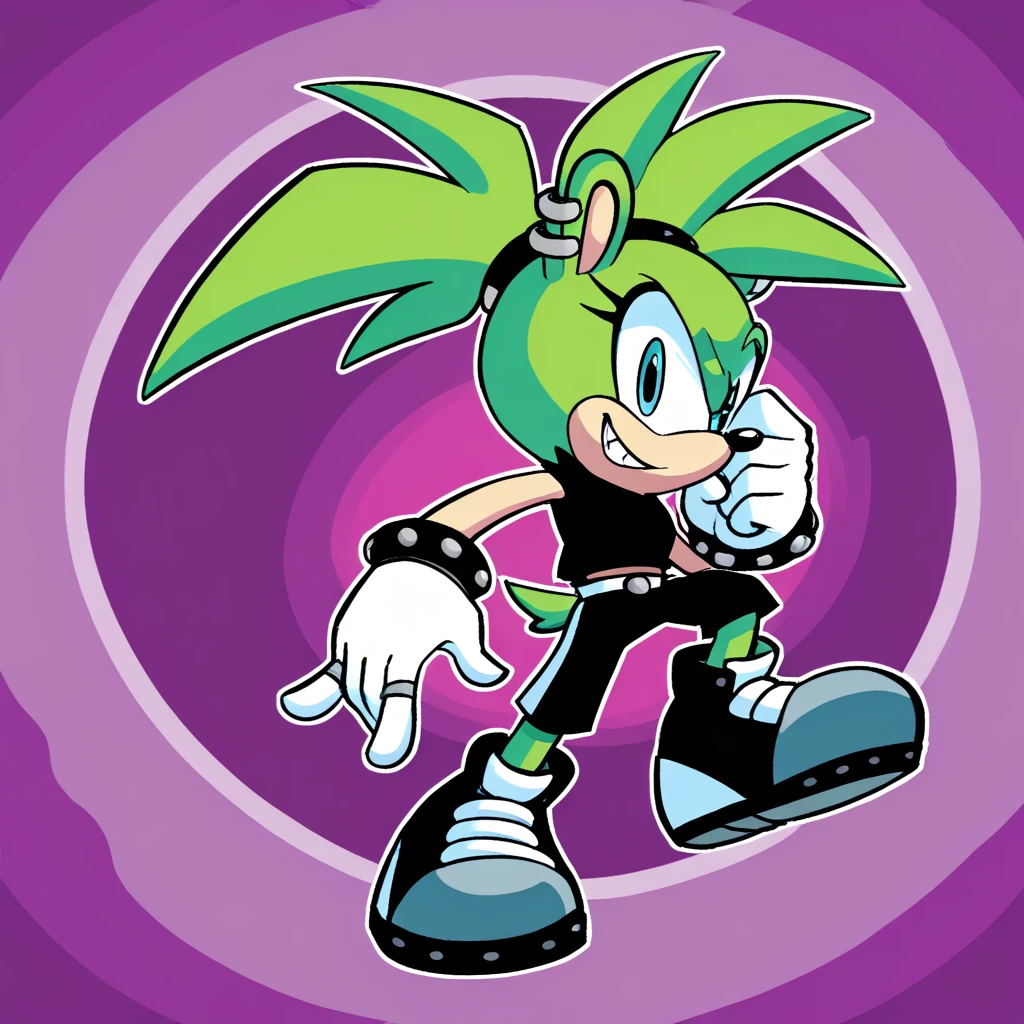 Custom avatar, Surge the teneric character, wearing black shorts, in the cyberspace, abstract, backround, doing a dyamic pose, someone holding his leg,