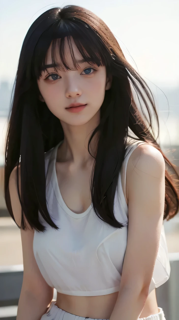 (masterpiece:1.3)、(8K,Photorealistic, Raw Photography, top-quality: 1.4), (1girl in), beautiful expression, (Lifelike face), Beautiful hairstyle, Realistic Eyes, Beautiful details, (real looking skin), Beautiful skins, absurderes, enticing, High resolution, Hyper-realistic, High-detail, The golden ratio, sexy look, smooth , sexy, she is smiling and excited, she expressing joy, White see-through、Micro shorts