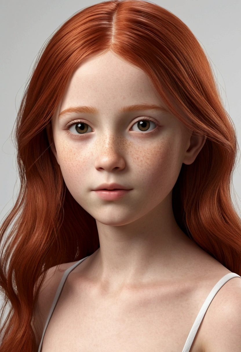 Three Small and thin girl of 6 years.,(ultra realistic) (8k), (Red hair),(unclothed),different positions