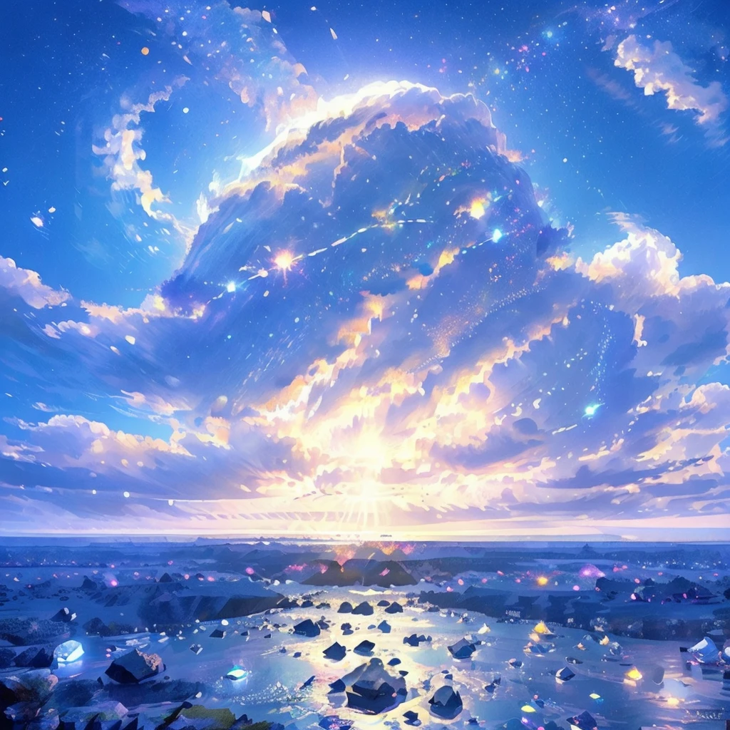 giant levitating gemstones, sparkling colorful gems floating in the sky, highly detailed, 4k, 8k, hyperrealistic, photorealistic, masterpiece, vibrant colors, volumetric lighting, god rays, cinematic lighting, dramatic shadows, intricate details, hyper detailed, ultra detailed, stunning, breathtaking, awe-inspiring, magical, fantastical, surreal, imaginative