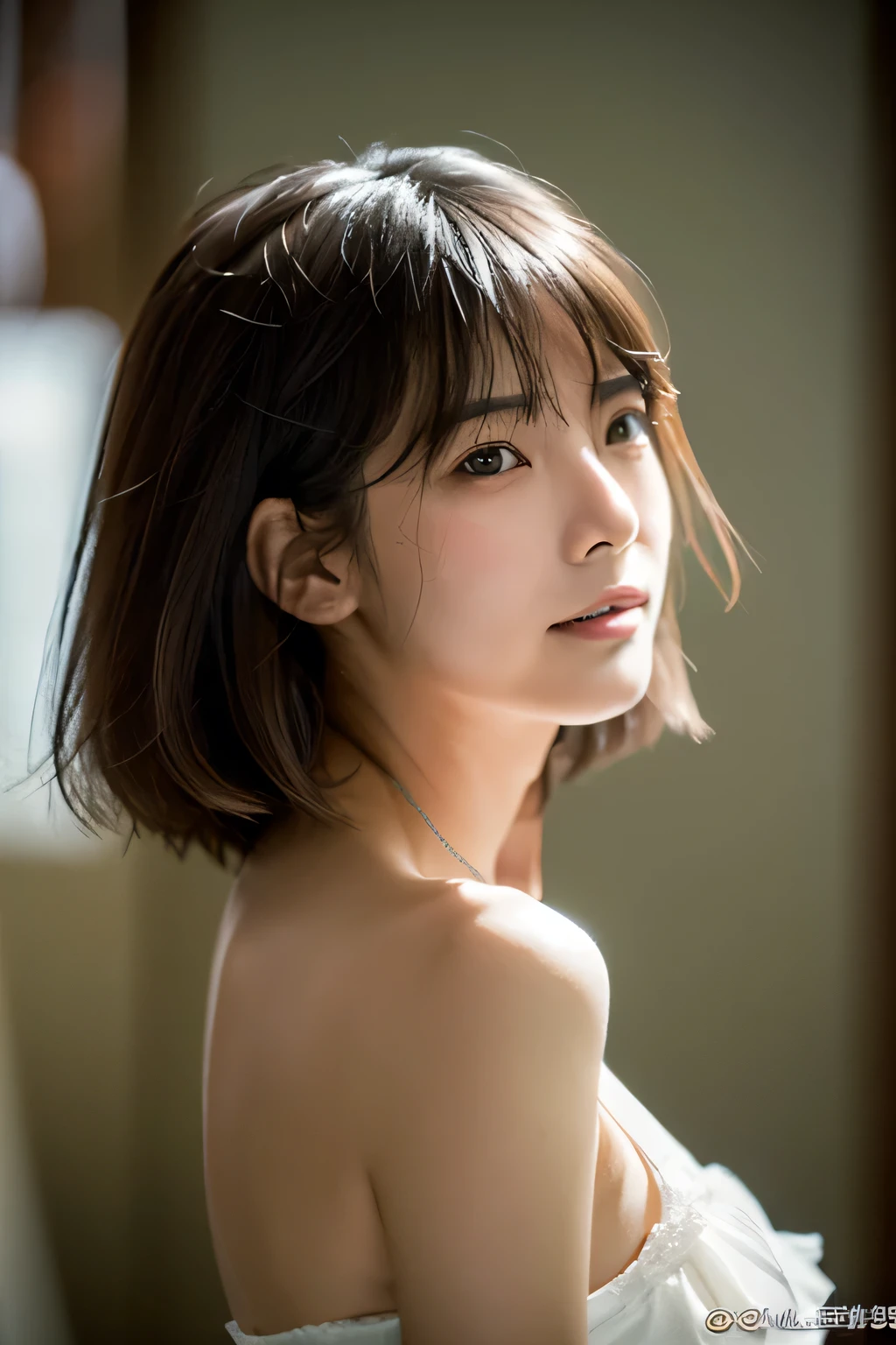 (Hyper Reality: 1.35), (Realistic: 1.4), A beautiful Japanese woman, smile, alone. (((No makeup))), masterpiece, 最high quality, high quality, alone, Very good, Puberty, Only one girl, Well-trained slim body, muscular, slim body, breasts apart, (最high quality)),((Very delicate and beautiful)),((Very shallow depth of field)), ((Incredibly shallow depth of field)). Familiar, ((Very delicate and beautiful)), (((Very shallow depth of field))), (((Unbelievably absurd))), dark brown hair, blowing boyish bob hair, shag messy hair, wolf cut, big hair, Windで揺れる髪, Slim body type, ((( Camera Eye)))), (((small ))), Looks like a salon model, Cool face, Neutral facial features,(ecstasy:1.3) ,(slut:1.2),(vulgarity:1.3),(fucked silly:1.1),(steam:1.1),(Wet:0.8),(trembling:0.8),(tears:0.7) ,(drooling:0.6),(sweat:0.8),open mouth,  poor, Dynamic Angle, Focus on the woman&#39;s eyes, {Particles of light}, Detailed Background, Soft lighting, (dramatic), sunset, very beautiful sunset, Live Action, Realistic, (blurred background), (((11 years old))), (((Wind))), ((Movement)), ((emotion)), ((colorful)), ((Baby Face)), Wither, sea background, (((Composition above the knees))), walking, sports bra, 