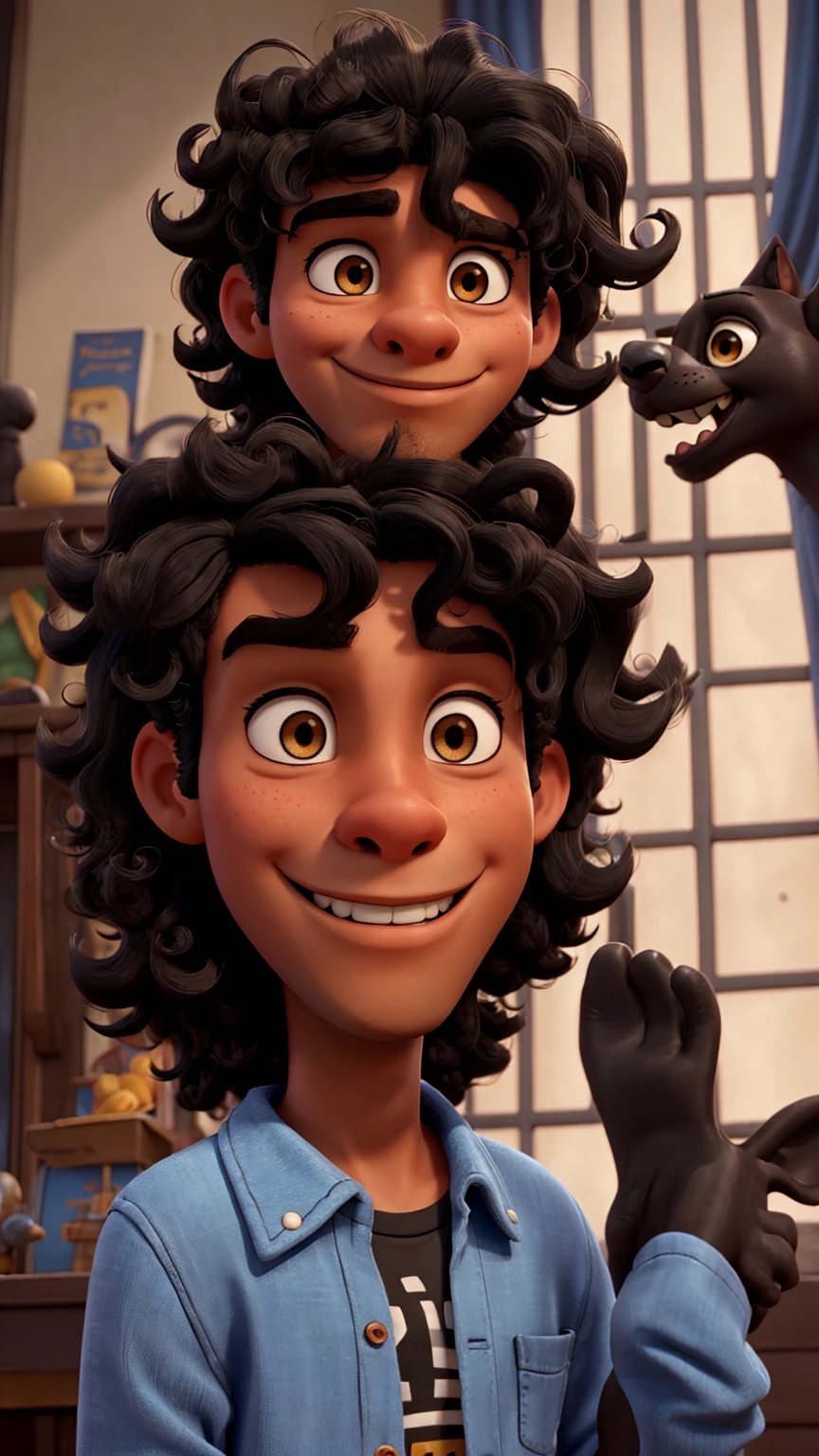 boy, Bblack hair, curly hair, disney, blacksad