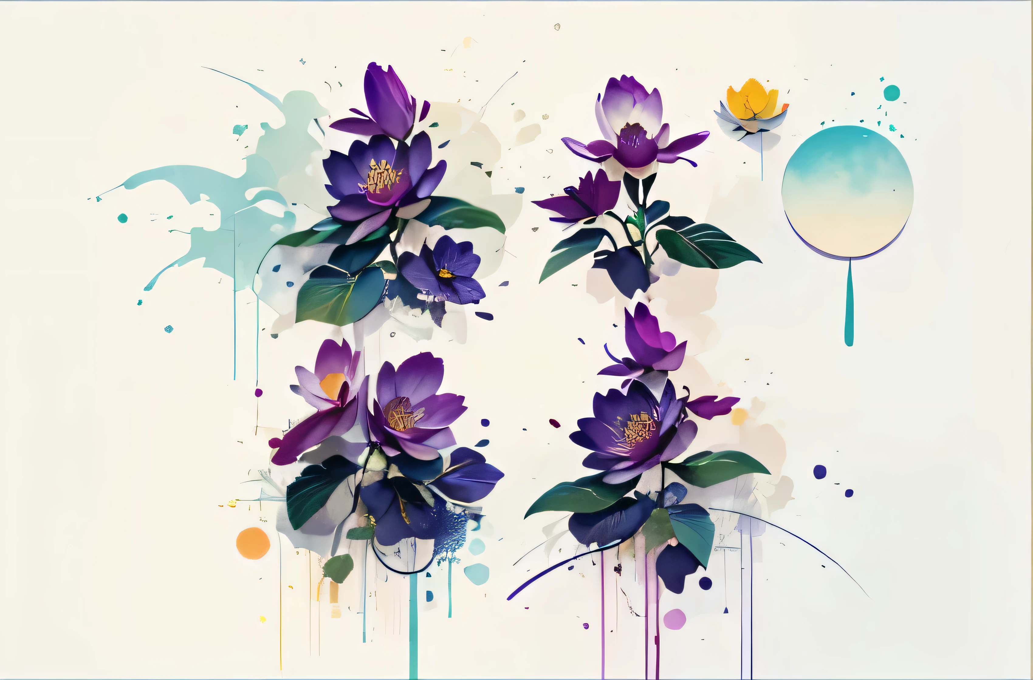 (Art by Numbers,Inks and washes:1.2),Nobody, Mountain々, wood, Rivers,Flowers,Lotus flower,Purple Flower,沢Mountainの花(Oriental elements, Chinese colors, Senior Color Matching), (3D sculpture,Rendering with Octane,Volumetric Light,Natural soft light,), (Very delicate:1.2, Losing focus:1.2, Very colorful, Cinema Lighting, Chiaroscuro,Ray Tracing), masterpiece, Super rich,Very detailed,8k, Zurrison_style_wonderful_wall,Based on purple,Paintings with a lot of purple