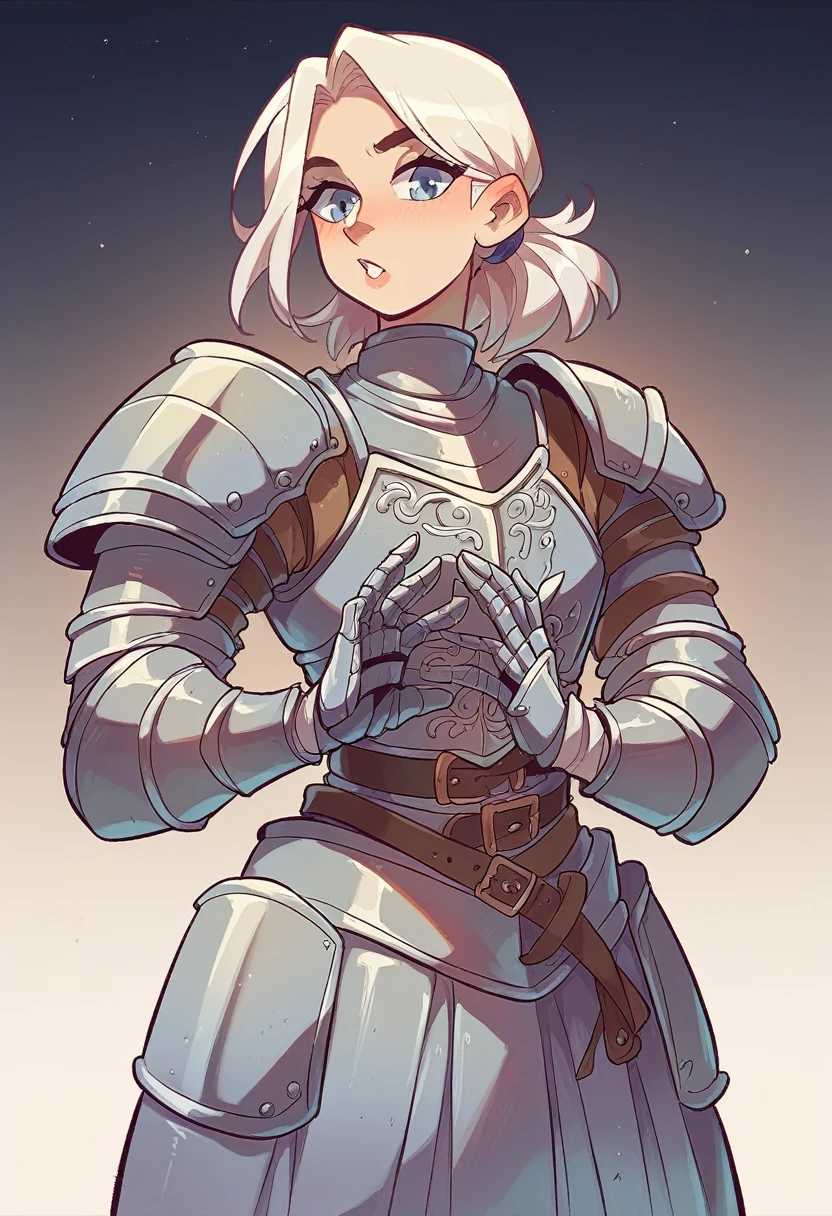medieval knight in full steel armor