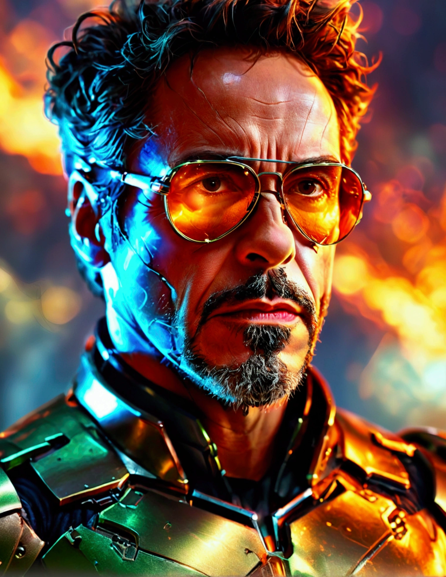 Robert Downey Jr as Doctor Doom, Tony Stark with Doctor Doom costume suit, highly detailed, 4k ultra hd