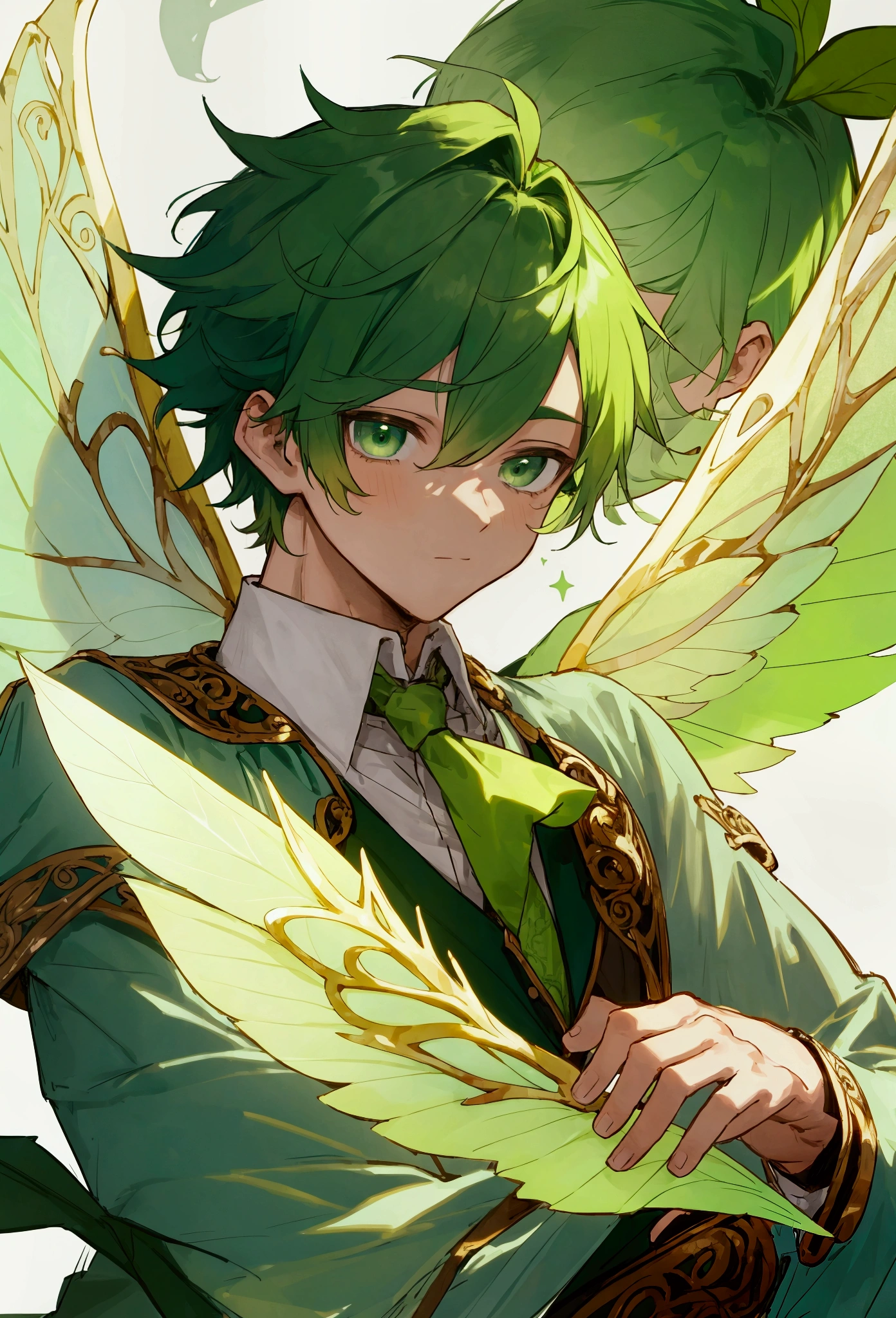Male, Young Adult , Green hair, Fairy Wings
