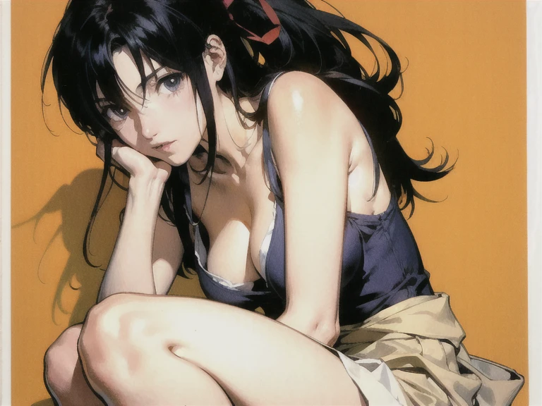 1 mermaid, Kamiya Kaoru:Rurouni Kenshin, solo female, long black hair, manga style, nobuhiro watsuki