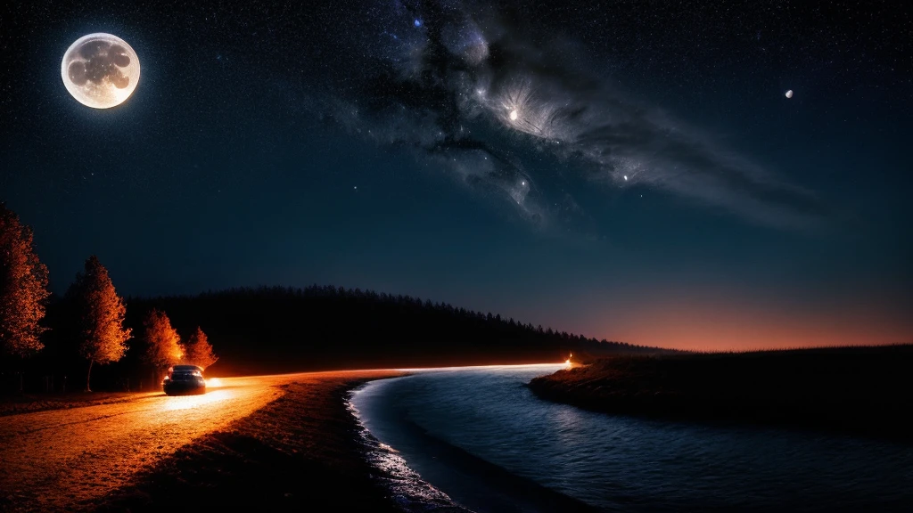 full moon、Pitch Black、star、photograph、Realistic、masterpiece、Highest quality、8k、
