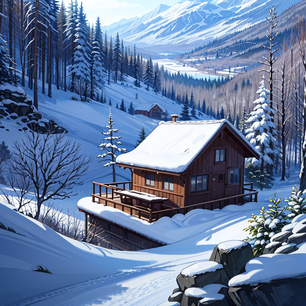 House in the mountains, Henan University, Snow covered rocks, Clear focus, insane detailed, 8K. 50mm lens