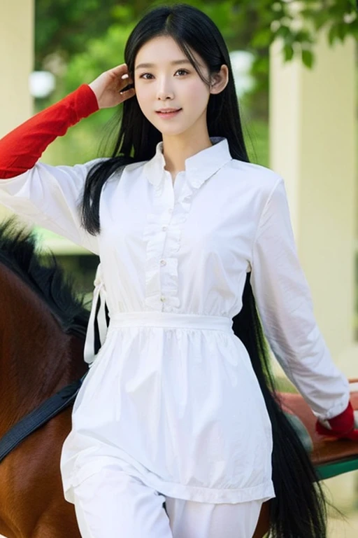 Highest quality、masterpiece、High sensitivity、High resolution、Detailed Description、Slender women、horse riding、