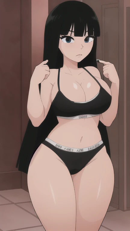Highres, 1girl, mature woman, full body, medium breasts, hip_bones, large hair, black hair, excessive female pubic hair, standing, legs apart, squatting, pussy pressentig, masturbation feminine, fundoshi, fundoshi pull, partially visible vulva, sarashi, partially visible breasts, pussy juices dripping, breasts out, sarashi pull, geta, smiling, sharp teeth, mischievous look, pleasure spression