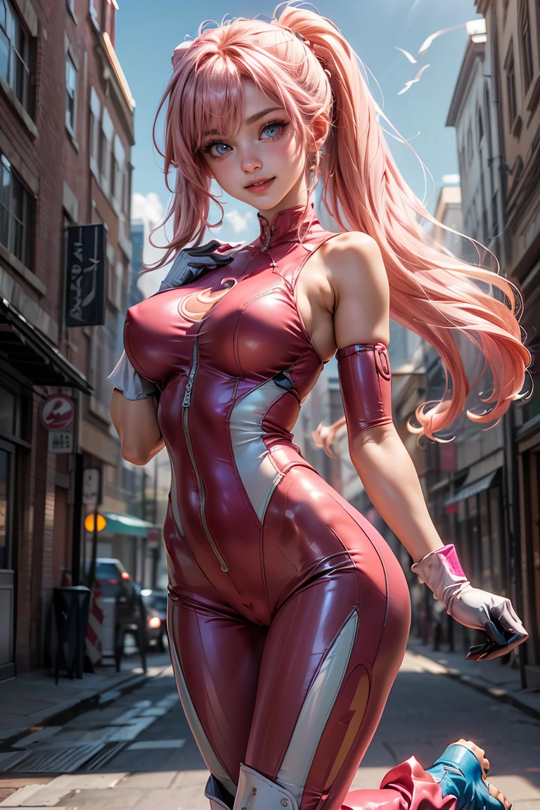 (masterpiece,top quality,high quality)), ((8K wallpaper unified with high-definition CG)), (great photo of awesome goddess, so hot and sexy, extraordinary beauty, perfect proportions, beautiful body, slim body beauty:1.3), ((twin tails)), A heroine who flies between buildings at night with her twin-tailed hair fluttering.., ((wearing a crimson jumpsuit, bare shoulders, espalda naked, gloves, Boots, hidden face, smiling:1.3)), action pose, dynamic composition, standing with one hand on the hip and legs open, naked, naked, nude, nude, huge tits,