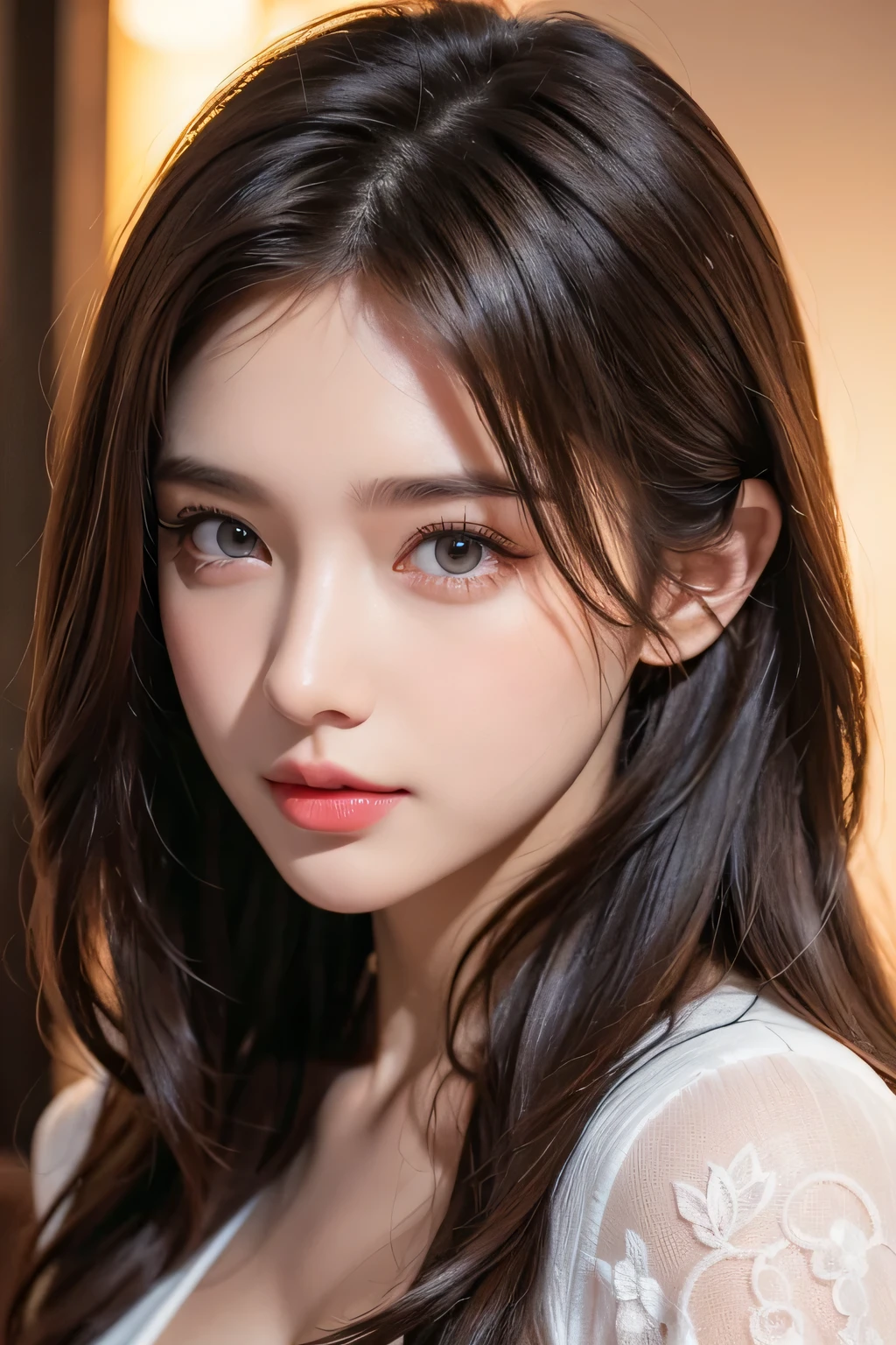 High-quality work,Realistic works,Super premium graphics,8K HD CG works,high quality graphics,High-definition and exquisite CG works,10x pixels,Ultra-fine details:1.1,Advanced technical details:1.1Realistic photo effects,Interior lighting effects:1.5,natural soft light:1.5. Light effect(Virtual light effects:1.8),ultra high resolution,shining dress,sliver long hair,silber hair,transparenthair,high detailed hair(Quality hair details:1.1)Clear eyes,Double eyelids look good,Sharp eye makeup, Create exquisite eyelash makeup, tthin eyebrows, Ultra-detailed eyes,a tall nose, lovely red lips, rosey cheeks, With delicate makeup on her face , pretty face, The face shape is perfectly proportioned,(Advanced facial details:1.1)Masterpiece, highest quality, realistic, very detailed. Subtleties High resolution 8k wallpaper beautiful woman. Wearing a dark blue see-through shirt. Great bar restaurant. At night. Light brown messy hair. The perfect dynamic composition of beautiful and beautiful eyes gradually in 25 year old woman has a long light brown hairstyle with slight bangs.,Dress up and have a unique style. ,Light brown eyes and beautiful They are cute and fun playmates.,Wear glasses with a beautiful and modern design.,Beautiful, healthy, white-pink skin.,small mouth. Women's artwork,Dress full body video,Realism,Amazing Cleavage,My eyes are very bright today
