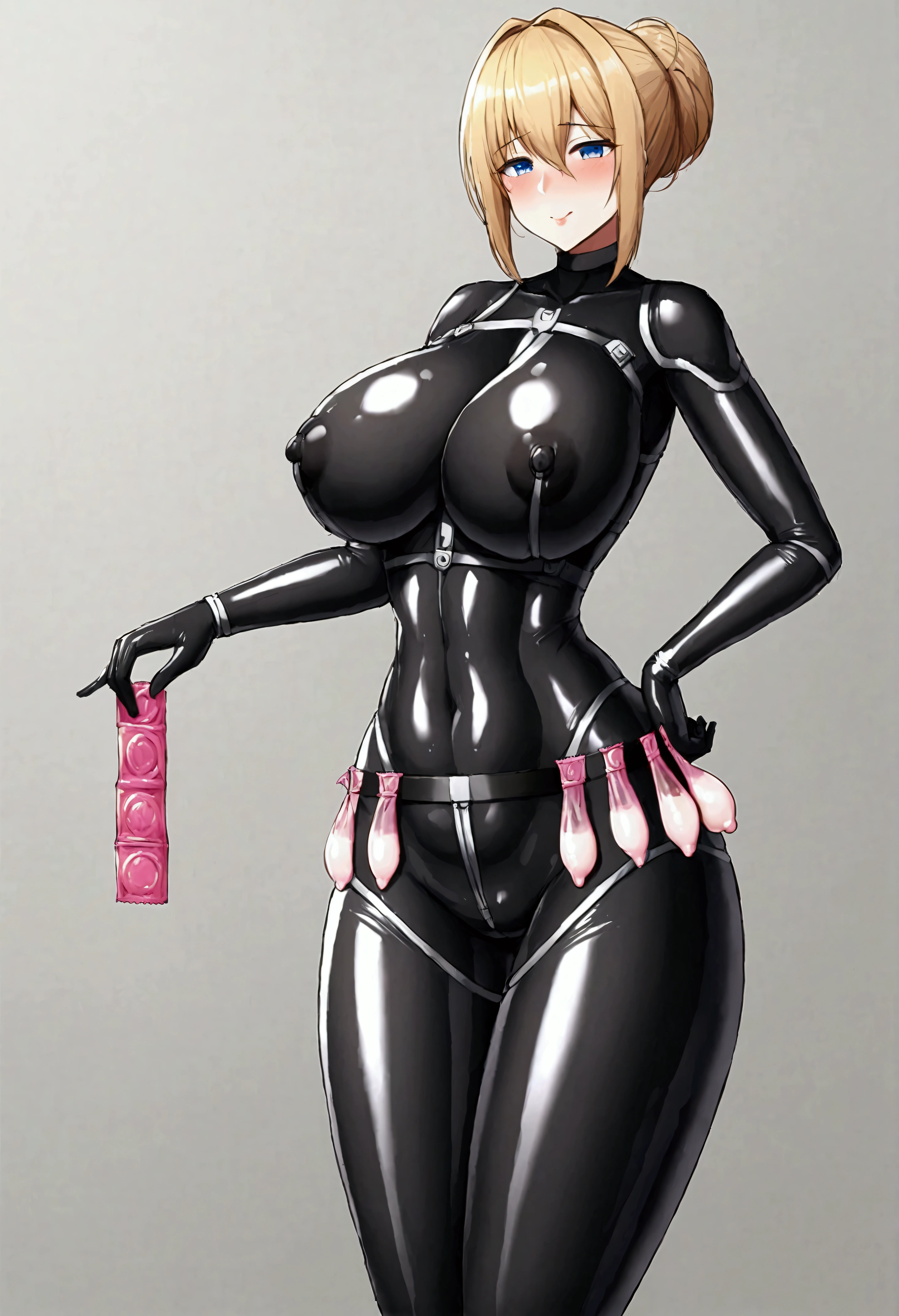 Masterpiece of best quality, Extremely Detailed, Breasts huge, medical bodysuit, condom belt