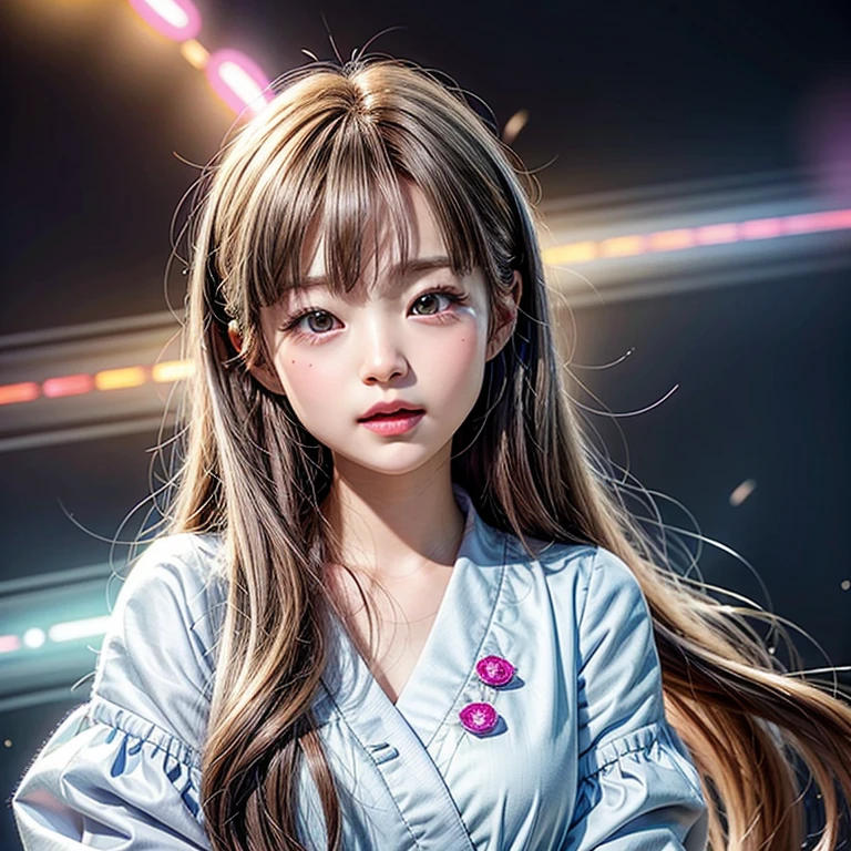 (ExtremelyDetailed ((Personification as a LittleGirl of (" Miwako Kakehi ")))) DelicateClothing Textures. High-level UltraDetailed Wallpaper, (8K TopQuality Masterpiece of CommercialPhoto), PerfectLighting, Absurd MysticSight Tyndall Effect Scattering (StudioGray background with (Overflowing oodles RainbowColor (Starry Particles BokeH))), (Assfocus RoundlyButts) (Exposed SFW) BREAK (Acutance:0.88) (NOGIZAKA FaceVariations) Extremely Detailed KAWAII face, Childish PerfectAnatomy, CaptivatingGaze ReflectiveEyes with (SparklingHighlights:1.28), DoubleEyelids with (Delicate VoluminousLong Eyelashes:0.88), GlossyRED Lips with BeautifulDetails, PUNIPUNI RosyCheeks, Radiant PearlSkin with clear transparency, Glowing DowneyHair, { (Dynamic Joyful expressions LifeLike Rendering:1.4) | (:d) } . (large eyes:-1) .