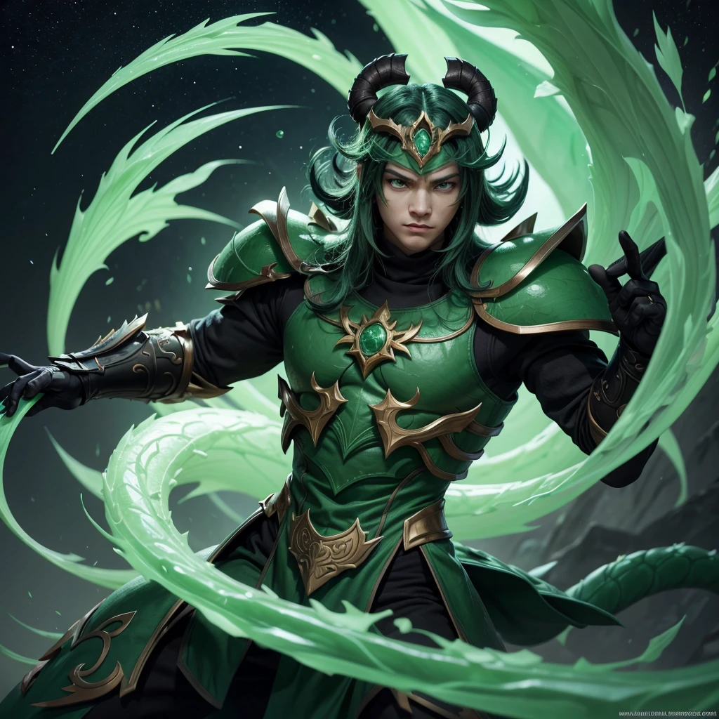 Aurélio Sol Guardian Linar Jade, SplatArt horiginal wallpaper of the dragon but in the color Jade of the animation