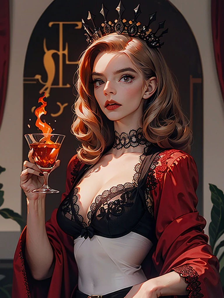 NSFW, (masterpiece:1,2, best quality), (magazine cover), (colorful Magazine cover abundant with text), vibrant, eye-catching paintings, Comic cover style, glamorous, enticing, stylish, chic, high-fashion, captivating, elegant, trendy, fashionable, radiant, attention-grabbing, dazzling, sophisticated, stunning, dramatic, bold, Featured is Sachi, a graceful figure from Tokyo, Japan, ((who embodies the essence of elegance and charm)), (((She boasts a stature, standing at 1.55 meters and weighing around 48 kilograms, epitomizing the blend of traditional Japanese beauty and modern allure))), (Her shoulder length hair is always meticulously arranged), (Her eyes are gentle brown), ((and a physique with a flat abdomen)), ((a peachy posterior)), (((perfectly round and perky F-cup ))), accentuated by her modest demeanor, (((She is wearing a provocative and fiery red lace bra from La Perla, a matching fiery red lace thong, a flame-red lace garter belt, a transparent, scarlet chiffon robe, and provocative crimson lace stockings))), (exceptionally detailed:1.3), super finely detailed hands, ultra finely detailed fingers(((ten fingers))), (obscene posing), (((full body showcase))), (((show full body))), (no logos in the background).