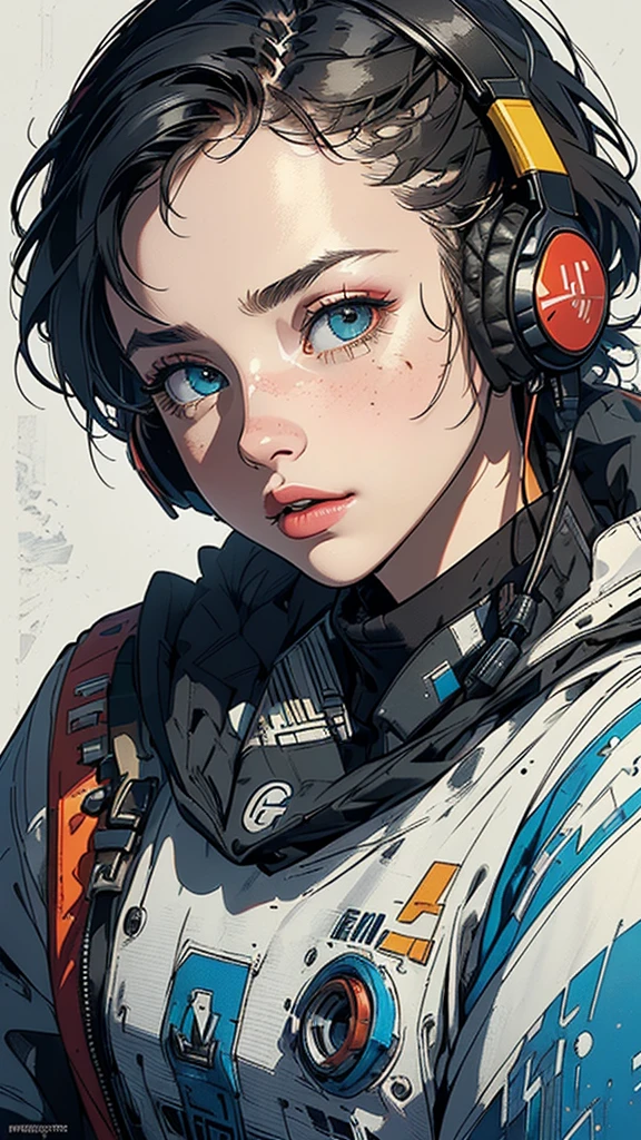 (((masterpiece, highest quality))),(((solo:1.2))),(((1girl:1.2))),32k wallpaper, very detailed, poster, vintage science fiction,(((((geometric cinematic movie poster))))), ((bauhaus)),(shape),(((abstract))),(mid century modern),(((((portfolio))))),(((((Close-up))))),(((((bust up))))),((((more various angle)))),((((highlight)))),((((heterochromia)))),(((complete. detailed face))),((((Extremely talented)))),(((((most complecated futristic machine))))),(Colorful color scheme),(((detailed unlimited complete equipment : headphone like a rail gun))),(((((Absolutely simple background))))),(((Texture for people : grunge))),(((Cheek resting on hand))),((Rest on your chin)))