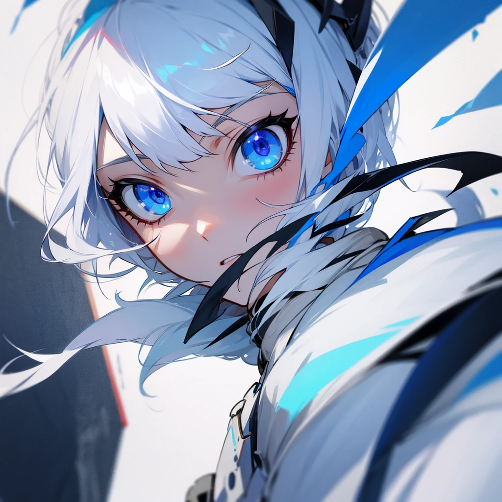White hair blue eyes