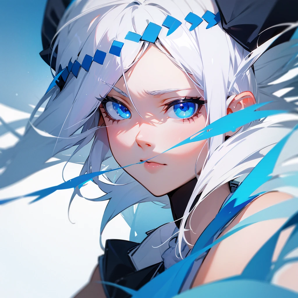 White hair blue eyes