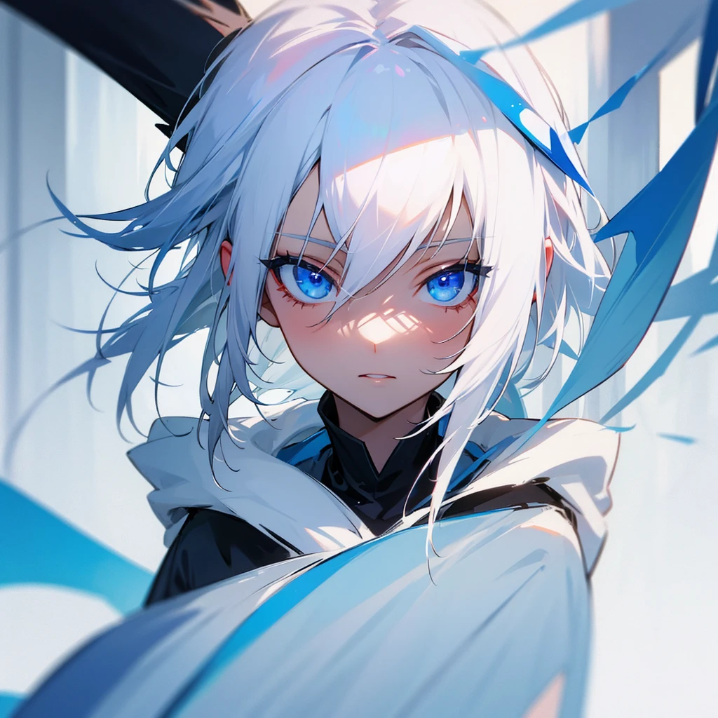 White hair blue eyes
