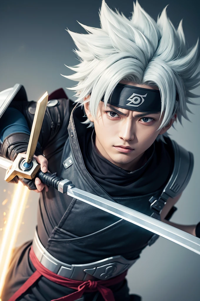 Kakashi with the weapon of Seiya